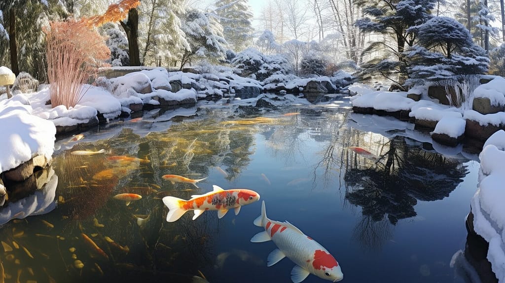 monitor and adjust koi feeding habit in the winter